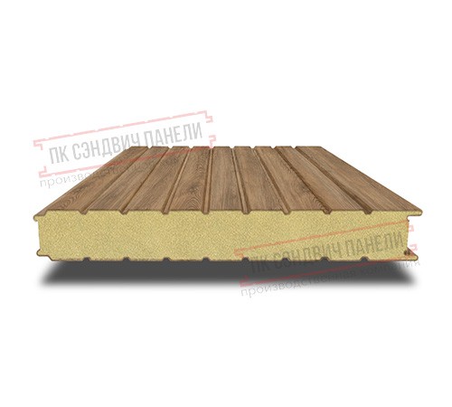 Сэндвич панели стеновые с пенополиуретаном, ширина 1200 мм, толщина 200 мм, 0.5/0.5, дуб античный