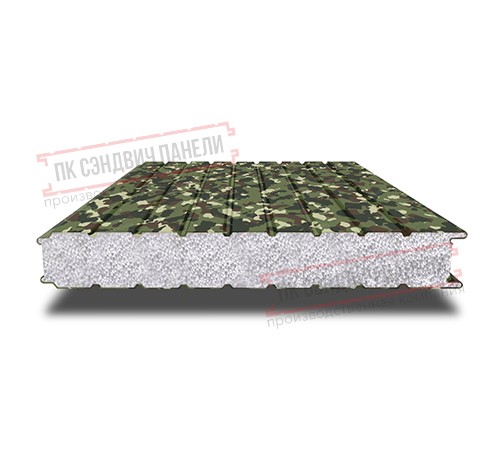 Сэндвич панели стеновые с пенополистиролом, ширина 1000 мм, толщина 10 мм, 0.5/0.5, милитари
