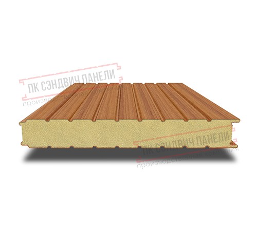 Сэндвич панели стеновые с пенополиуретаном, ширина 1200 мм, толщина 160 мм, 0.5/0.5, орех