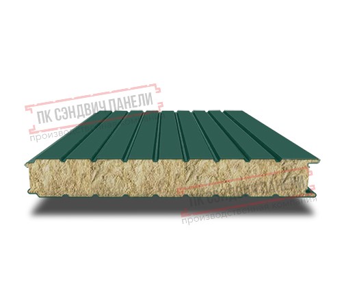 Сэндвич панели стеновые с минеральной ватой, ширина 1200 мм, толщина 100 мм, 0.5/0.5, RAL 6005