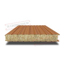 Сэндвич панели стеновые с минеральной ватой, ширина 1000 мм, толщина 100 мм, 0.5/0.5, орех