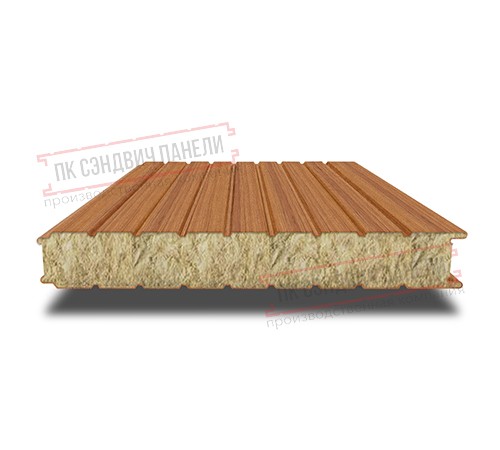 Сэндвич панели стеновые с минеральной ватой, ширина 1000 мм, толщина 200 мм, 0.5/0.5, орех