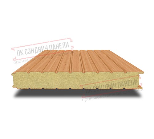 Сэндвич панели стеновые с пенополиизоциануратом, ширина 1000 мм, толщина 200 мм, 0.5/0.5, дуб