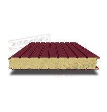 Сэндвич панели стеновые с пенополиуретаном, ширина 1000 мм, толщина 160 мм, 0.5/0.5, бордо