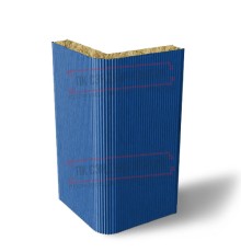 Угловая сэндвич-панель вертикальная из минеральной ваты, 0.5/0.5, ширина 1200 мм, толщина 20 мм, RAL5005