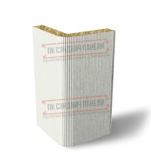 Угловая сэндвич-панель вертикальная из минеральной ваты, 0.5/0.5, ширина 1200 мм, толщина 30 мм, RAL9003