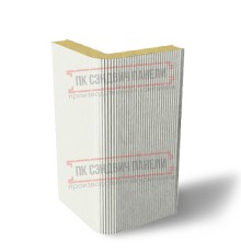 Угловая сэндвич-панель вертикальная из пенополиизоцианурата, 0.5/0.5, ширина 1200 мм, толщина 20 мм, RAL9003