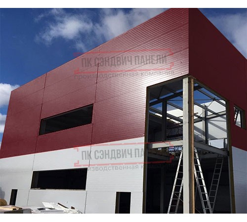 Угловая сэндвич-панель вертикальная из пенополиуретана, 0.5/0.5, ширина 1000 мм, толщина 10 мм, RAL3005