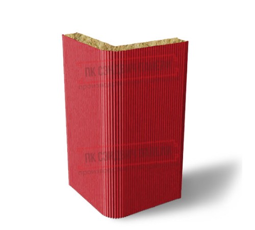 Угловая сэндвич-панель вертикальная из минеральной ваты, 0.5/0.5, ширина 1200 мм, толщина 10 мм, RAL3020