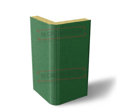 Угловая сэндвич-панель вертикальная из пенополиизоцианурата, 0.5/0.5, ширина 1000 мм, толщина 30 мм, RAL6002