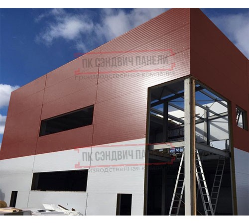 Угловая сэндвич-панель вертикальная из пенополиуретана, 0.5/0.5, ширина 1000 мм, толщина 10 мм, RAL3009