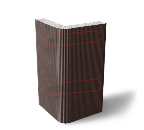 Угловая сэндвич-панель вертикальная из пенополистирола, 0.5/0.5, ширина 1200 мм, толщина 40 мм, RAL8017