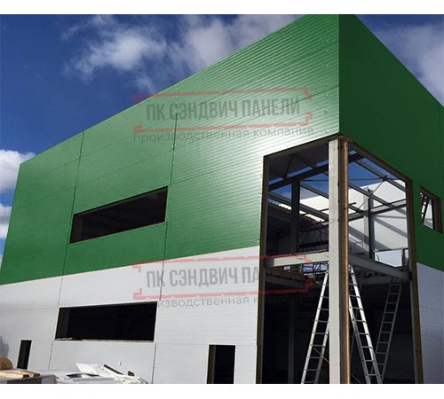 Угловая сэндвич-панель вертикальная из минеральной ваты, 0.5/0.5, ширина 1200 мм, толщина 30 мм, RAL6002