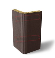 Угловая сэндвич-панель вертикальная из минеральной ваты, 0.5/0.5, ширина 1200 мм, толщина 20 мм, RAL8017