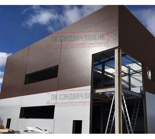 Угловая сэндвич-панель вертикальная из минеральной ваты, 0.5/0.5, ширина 1000 мм, толщина 20 мм, RAL8017