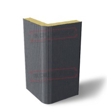 Угловая сэндвич-панель вертикальная из пенополиизоцианурата, 0.5/0.5, ширина 1000 мм, толщина 40 мм, RAL7024