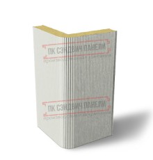 Угловая сэндвич-панель вертикальная из пенополиуретана, 0.5/0.5, ширина 1200 мм, толщина 50 мм, RAL9002