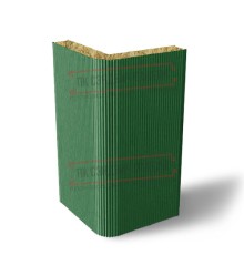 Угловая сэндвич-панель вертикальная из минеральной ваты, 0.5/0.5, ширина 1200 мм, толщина 20 мм, RAL6002