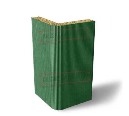 Угловая сэндвич-панель вертикальная из минеральной ваты, 0.5/0.5, ширина 1200 мм, толщина 20 мм, RAL6002