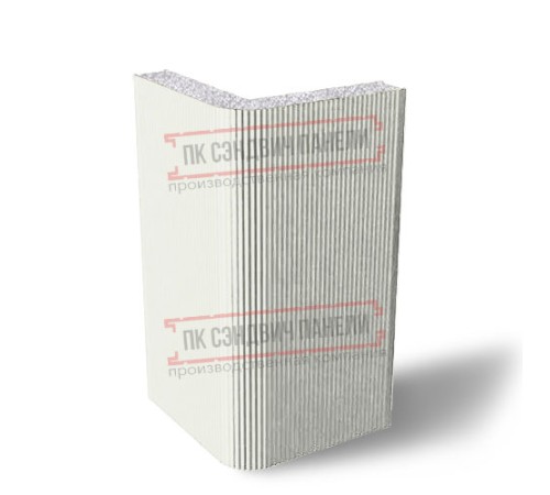 Угловая сэндвич-панель вертикальная из пенополистирола, 0.5/0.5, ширина 1000 мм, толщина 10 мм, RAL9003