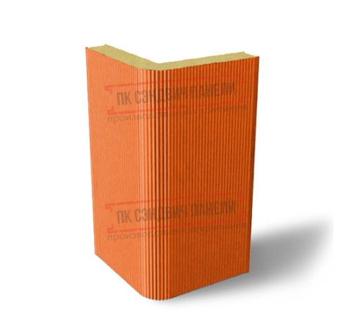 Угловая сэндвич-панель вертикальная из пенополиизоцианурата, 0.5/0.5, ширина 1000 мм, толщина 30 мм, RAL2004