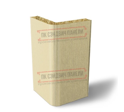 Угловая сэндвич-панель вертикальная из минеральной ваты, 0.5/0.5, ширина 1000 мм, толщина 30 мм, RAL1014