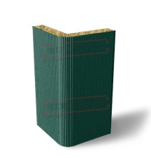 Угловая сэндвич-панель вертикальная из минеральной ваты, 0.5/0.5, ширина 1200 мм, толщина 20 мм, RAL6005