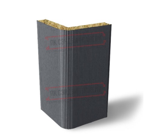 Угловая сэндвич-панель вертикальная из минеральной ваты, 0.5/0.5, ширина 1000 мм, толщина 100 мм, RAL7024