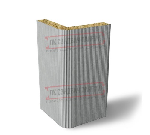 Угловая сэндвич-панель вертикальная из минеральной ваты, 0.5/0.5, ширина 1000 мм, толщина 20 мм, RAL9006