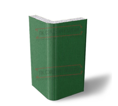 Угловая сэндвич-панель вертикальная из пенополистирола, 0.5/0.5, ширина 1000 мм, толщина 20 мм, RAL6002