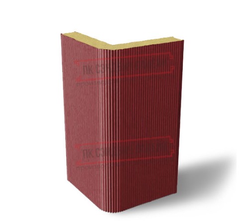 Угловая сэндвич-панель вертикальная из пенополиизоцианурата, 0.5/0.5, ширина 1000 мм, толщина 40 мм, RAL3011