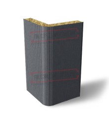 Угловая сэндвич-панель вертикальная из минеральной ваты, 0.5/0.5, ширина 1200 мм, толщина 20 мм, RAL7024