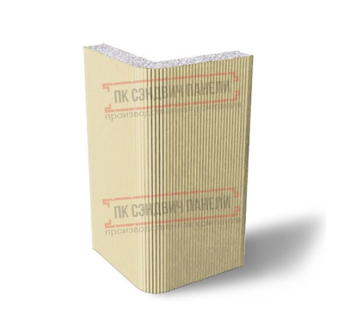 Угловая сэндвич-панель вертикальная из пенополистирола, 0.5/0.5, ширина 1000 мм, толщина 40 мм, RAL1014