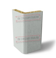 Угловая сэндвич-панель вертикальная из минеральной ваты, 0.5/0.5, ширина 1200 мм, толщина 20 мм, RAL7035