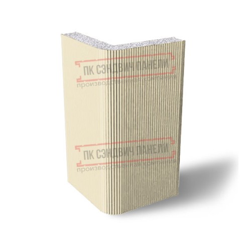 Угловая сэндвич-панель вертикальная из пенополистирола, 0.5/0.5, ширина 1000 мм, толщина 20 мм, RAL1015