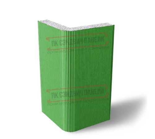 Угловая сэндвич-панель вертикальная из пенополистирола, 0.5/0.5, ширина 1200 мм, толщина 20 мм, RAL6018