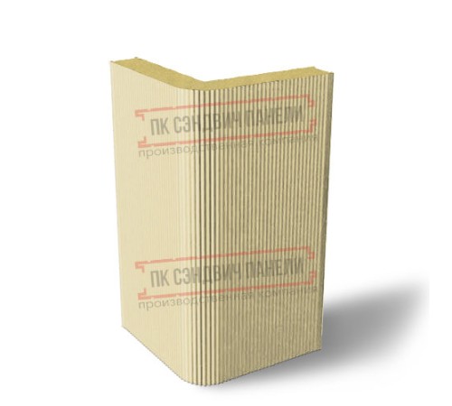 Угловая сэндвич-панель вертикальная из пенополиуретана, 0.5/0.5, ширина 1200 мм, толщина 50 мм, RAL1014