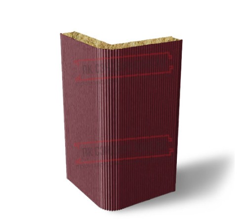 Угловая сэндвич-панель вертикальная из минеральной ваты, 0.5/0.5, ширина 1200 мм, толщина 120 мм, RAL3005