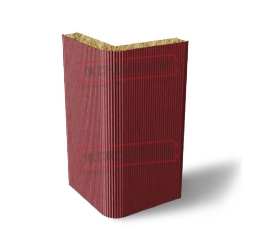 Угловая сэндвич-панель вертикальная из минеральной ваты, 0.5/0.5, ширина 1200 мм, толщина 40 мм, RAL3011