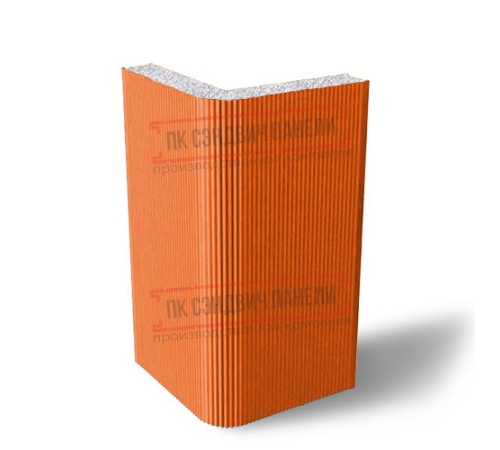 Угловая сэндвич-панель вертикальная из пенополистирола, 0.5/0.5, ширина 1200 мм, толщина 20 мм, RAL2004