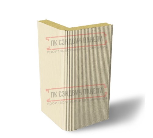 Угловая сэндвич-панель вертикальная из пенополиуретана, 0.5/0.5, ширина 1200 мм, толщина 50 мм, RAL1015