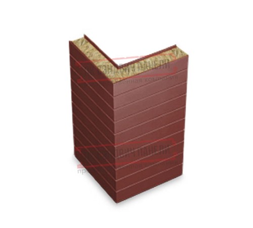 Горизонтальная угловая сэндвич-панель из минеральной ваты, ширина 1000мм, толщина 40мм, 0.5/0.5, RAL3009