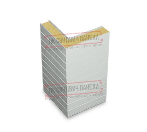 Горизонтальная угловая сэндвич-панель из пенополиуретана, ширина 1000мм, толщина 30мм, 0.5/0.5, RAL7035