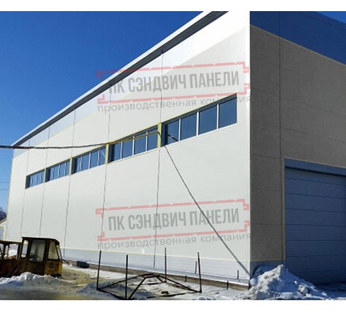 Горизонтальная угловая сэндвич-панель из пенополиуретана, ширина 1000мм, толщина 10мм, 0.5/0.5, RAL7047