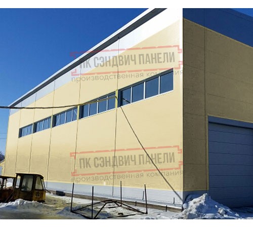 Горизонтальная угловая сэндвич-панель из пенополиуретана, ширина 1000мм, толщина 150мм, 0.5/0.5, RAL1014