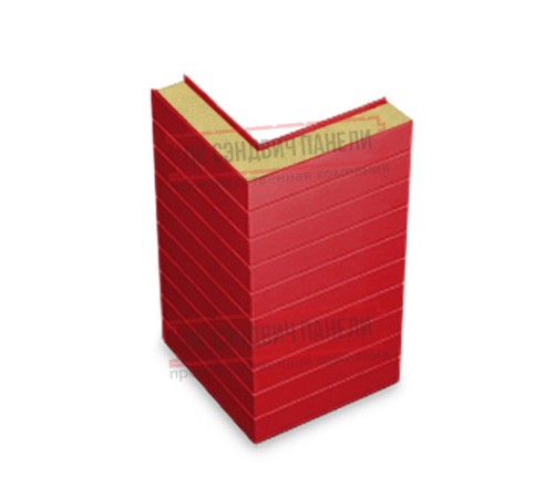 Горизонтальная угловая сэндвич-панель из пенополиуретана, ширина 1200мм, толщина 20мм, 0.5/0.5, RAL3020