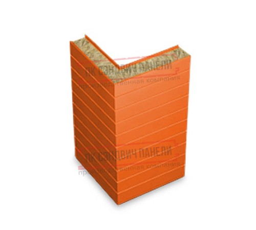 Горизонтальная угловая сэндвич-панель из минеральной ваты, ширина 1000мм, толщина 200мм, 0.5/0.5, RAL2004