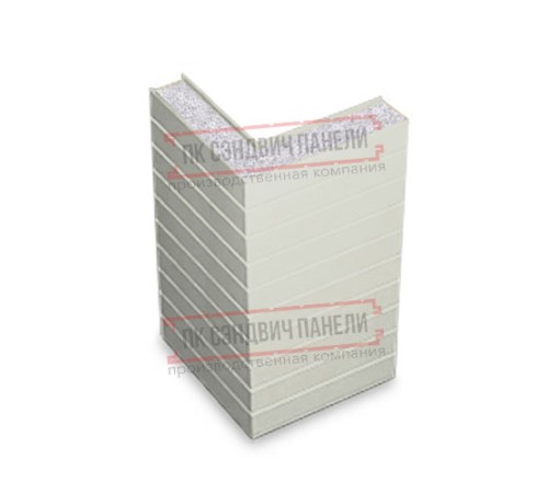 Горизонтальная угловая сэндвич-панель из пенополистирола, ширина 1200мм, толщина 10мм, 0.5/0.5, RAL9002