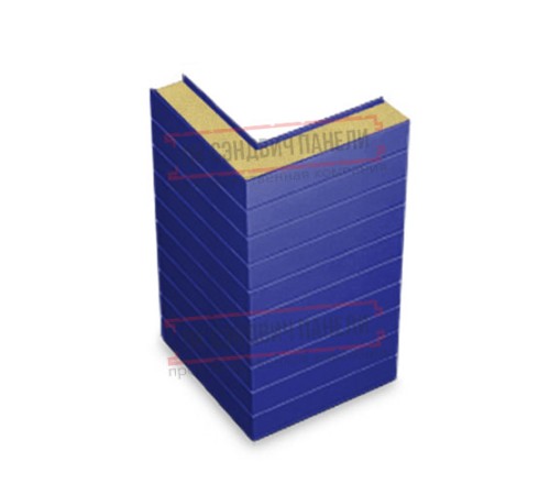 Горизонтальная угловая сэндвич-панель из пенополиуретана, ширина 1000мм, толщина 50мм, 0.5/0.5, RAL5002