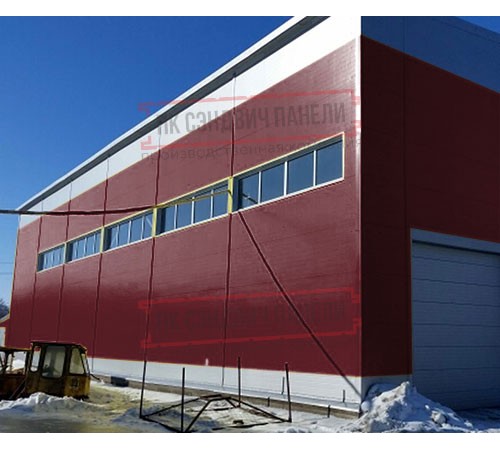 Горизонтальная угловая сэндвич-панель из пенополистирола, ширина 1000мм, толщина 100мм, 0.5/0.5, RAL3005